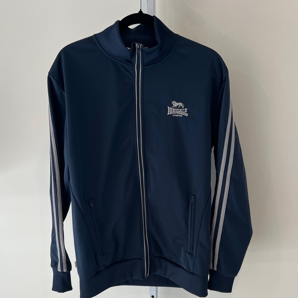 Lonsdale Blue and Gray Performance Zip Up Track Jacket Mens Sz Medium